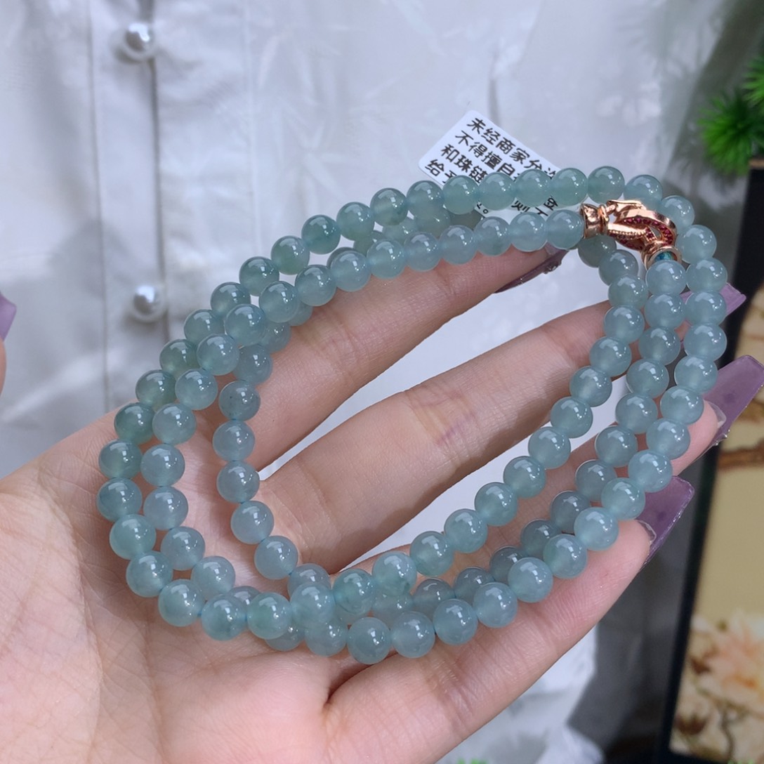 翡翠手链未镶嵌卡6.0冰胶蓝底项链