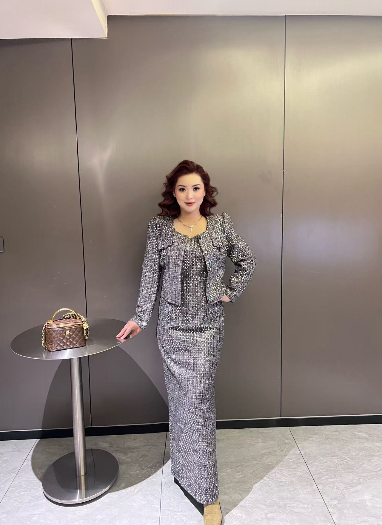 DLuoris 轻熟风时尚套装碎花时尚连衣裙显瘦设计师法式休闲两件套