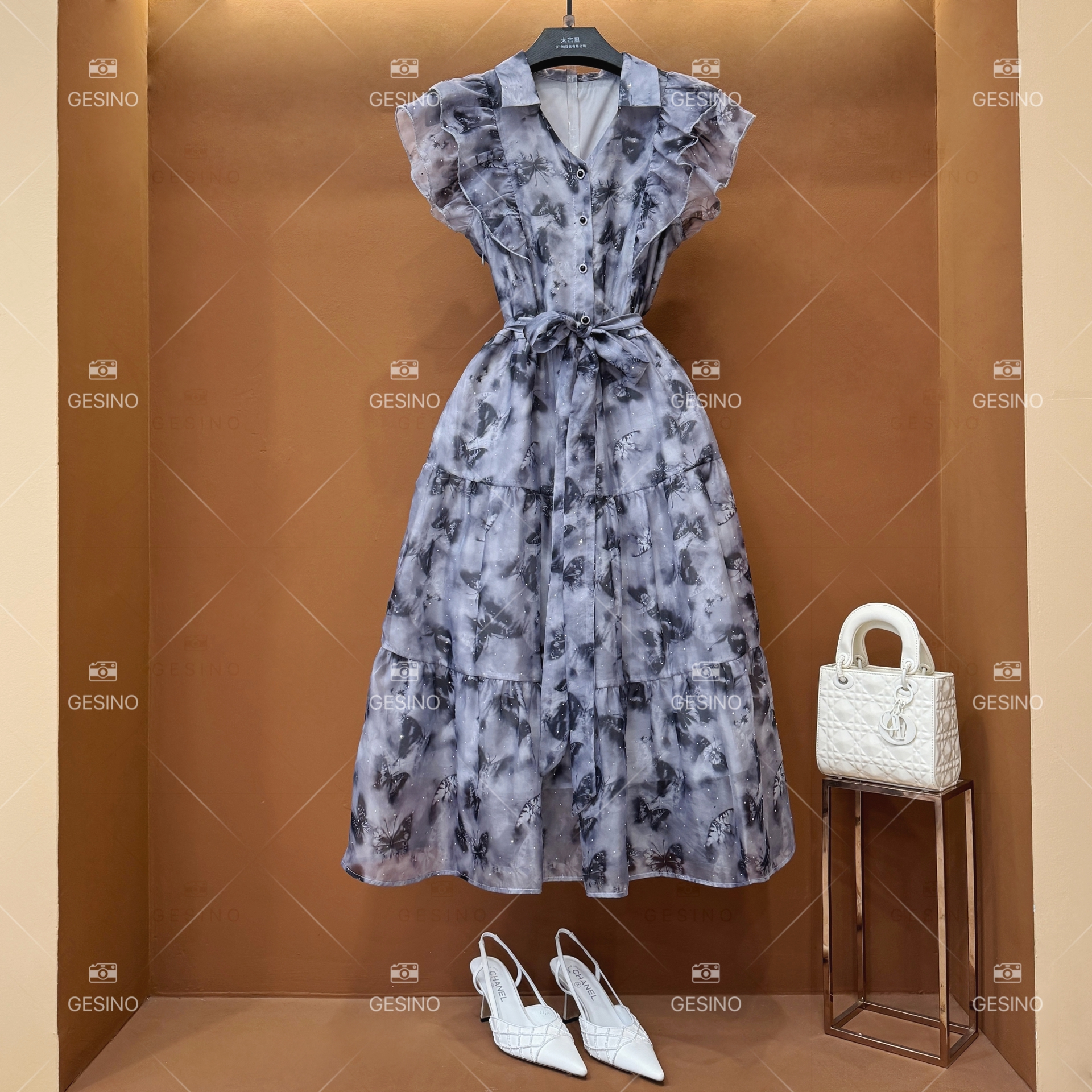 【丽】春夏丨设计师轻奢法式印花女士连衣裙 CX-2024582