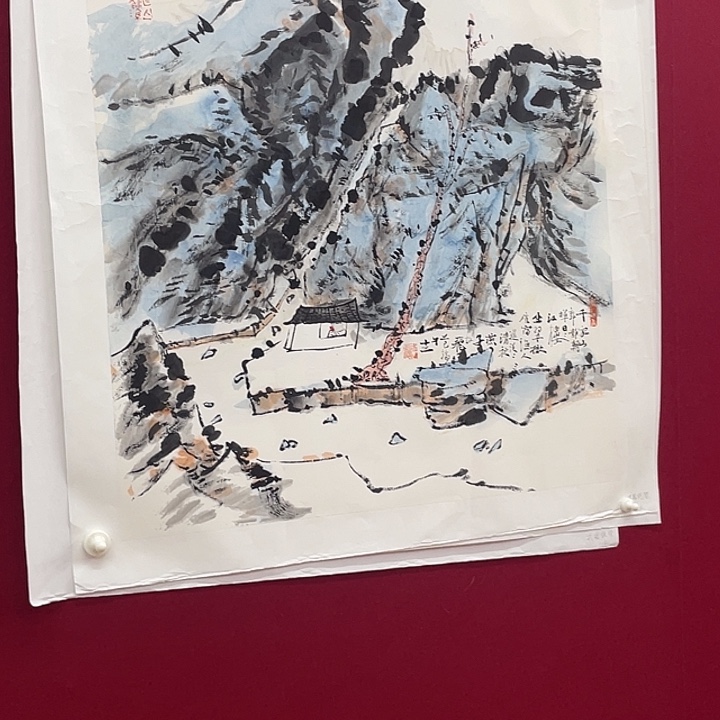 国画四尺斗方山水艺