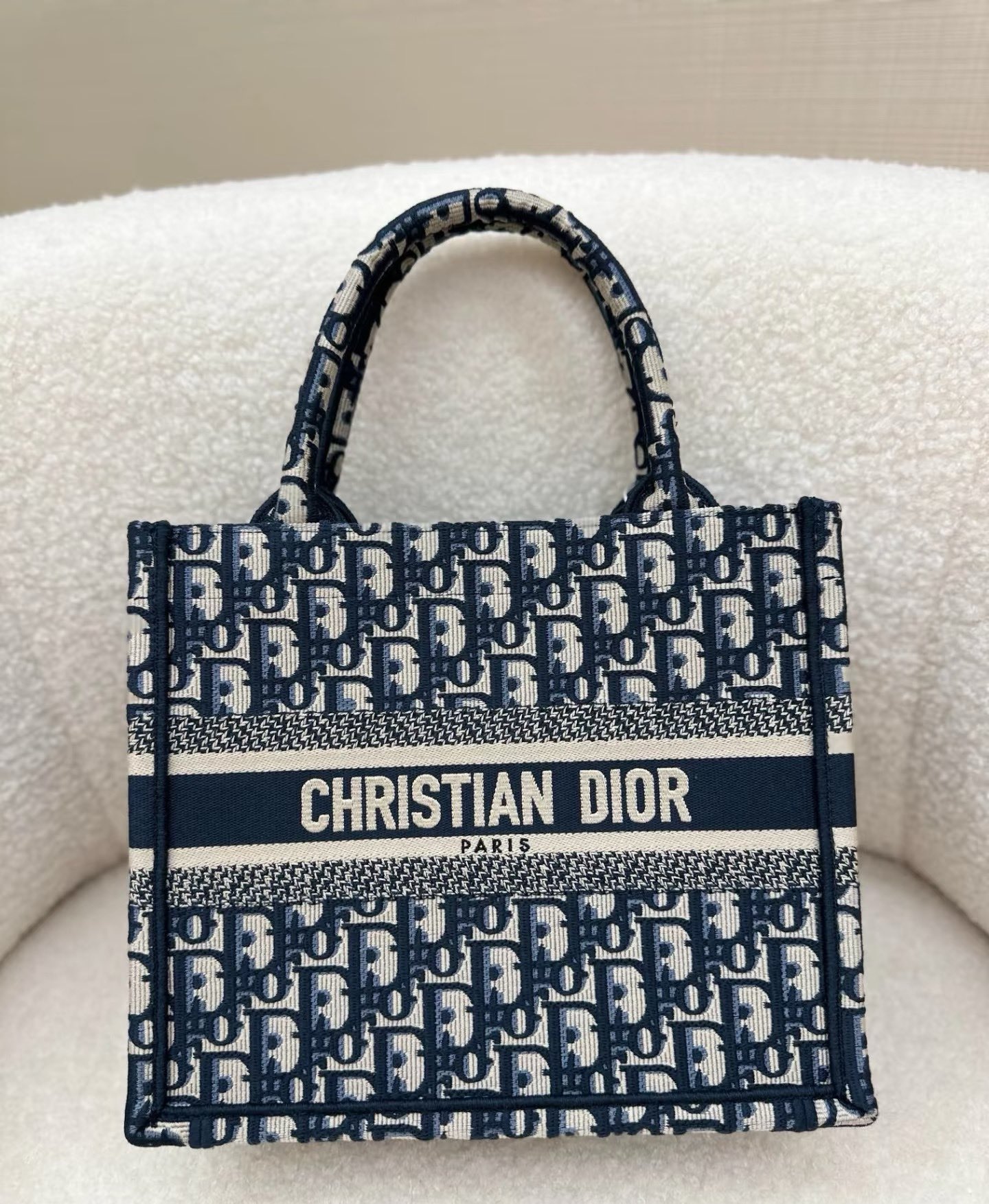 95新 DIOR/迪奥 迪奥/Dior  藏青色book小号托特包 26.5 12390578
