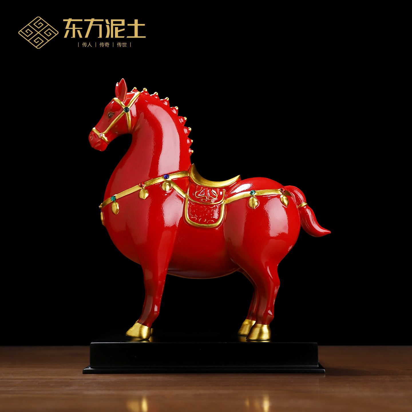 东方泥土办公室客厅玄关开业乔迁装饰唐马摆件