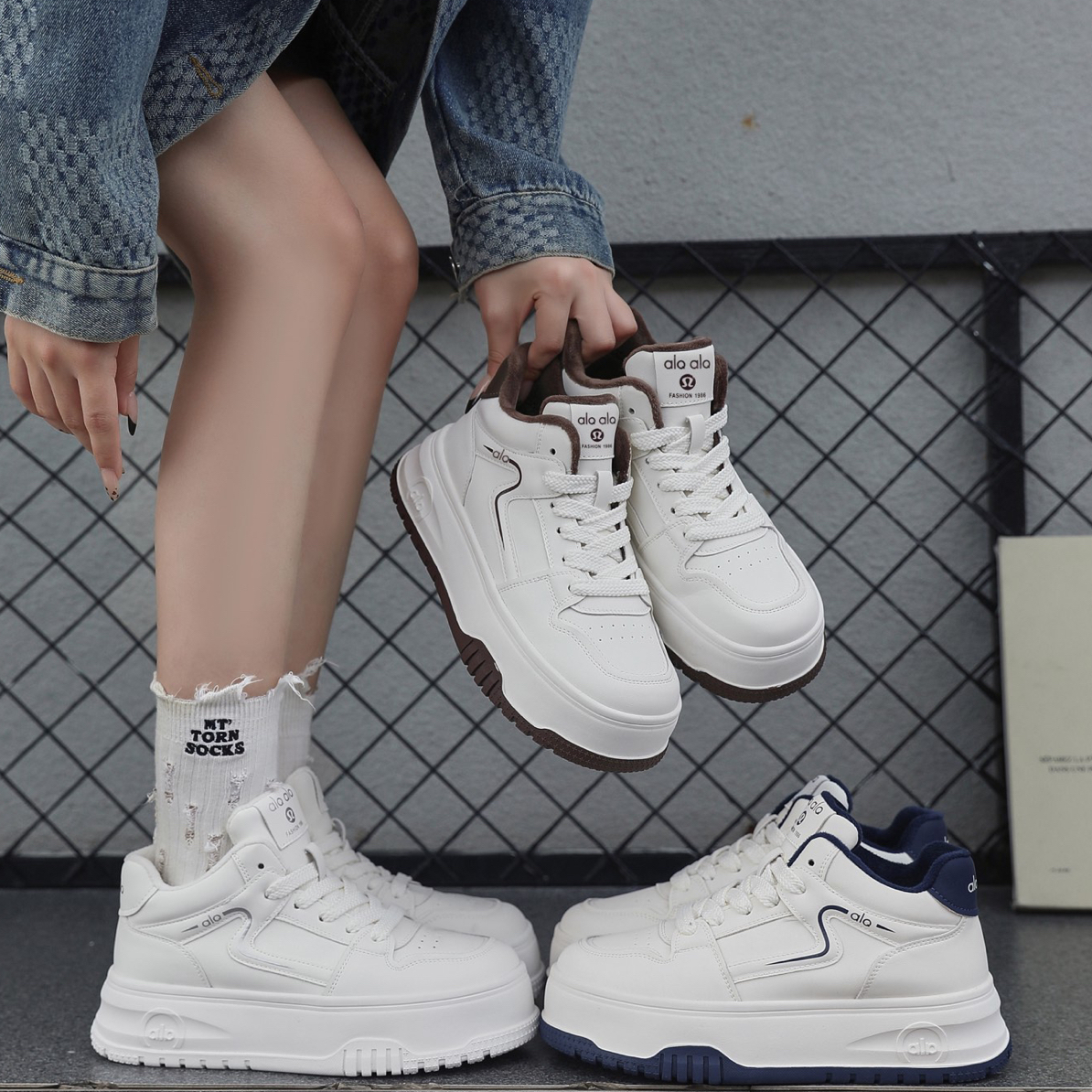 厚底小白鞋女鞋增高加绒秋冬新款百搭休闲板鞋百休闲鞋