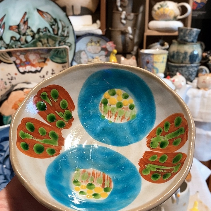 搪瓷赤绘交址釉小碟子