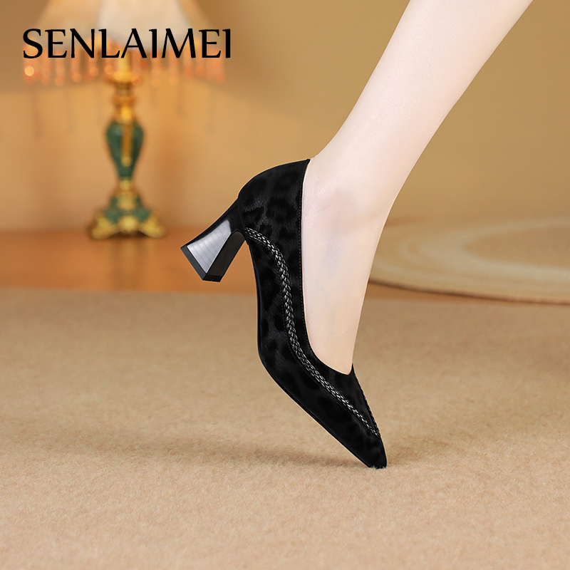 尖头皮鞋女/牛皮/33-41/6cm/9029仙女风高跟浅口单鞋不磨脚女鞋