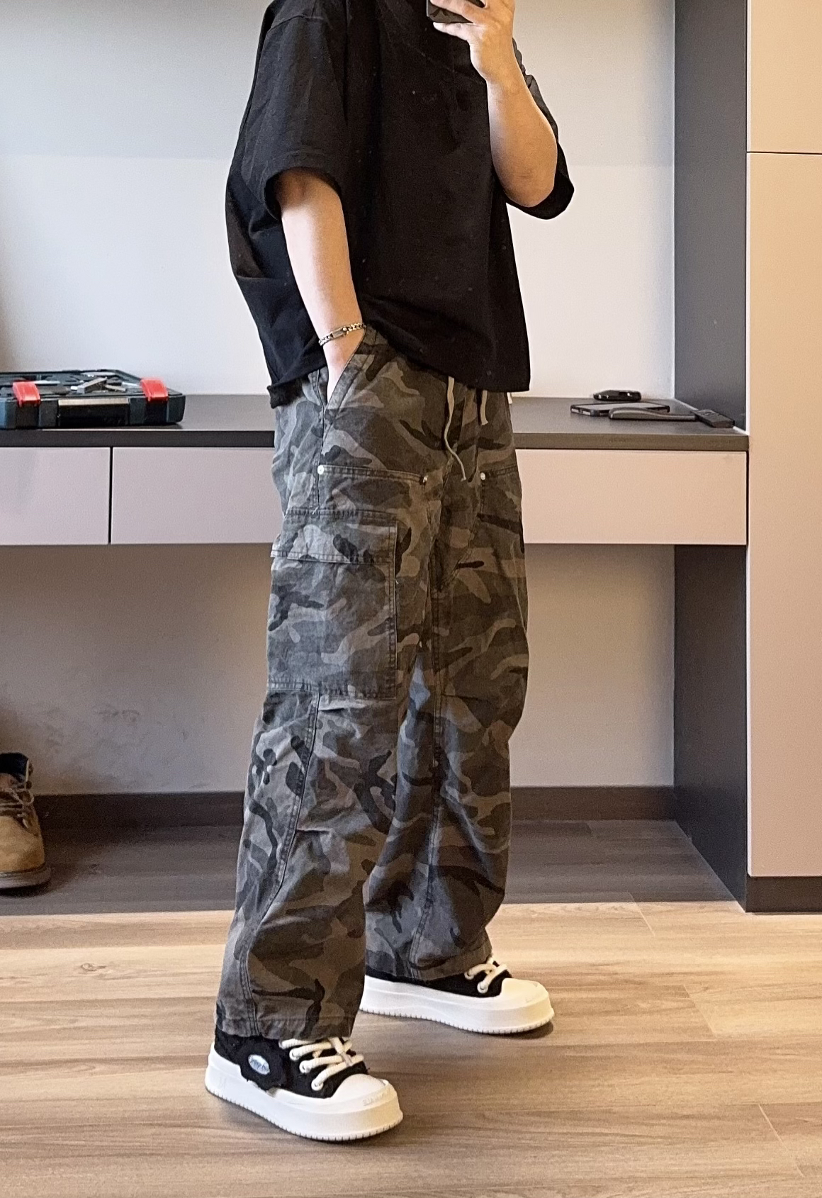 三色迷彩工装长裤直筒宽松时尚百搭纯棉春夏MX932休闲裤街头阔腿