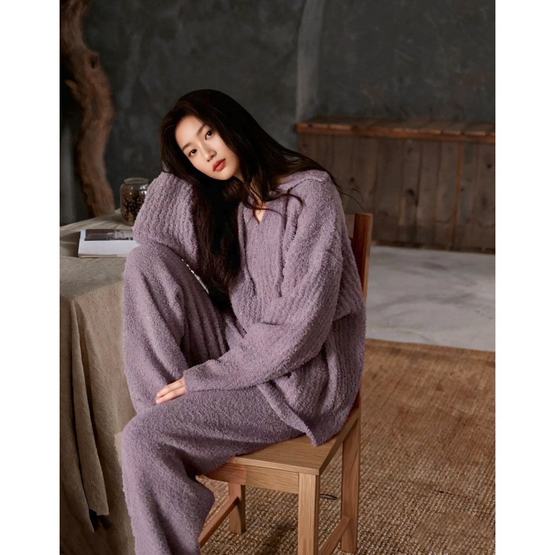 2025年新款睡衣女士秋冬季半边绒软绵长袖家居服套装