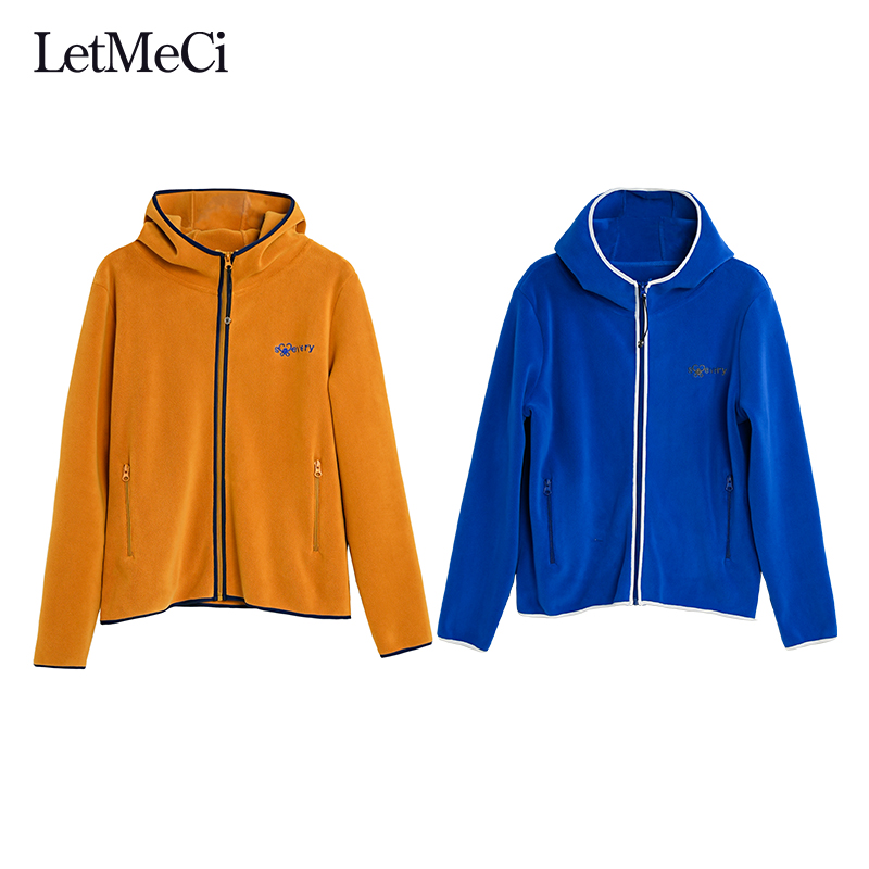 爱舞服饰 双面奥粒绒羊毛刺绣字母拉链卫衣2588