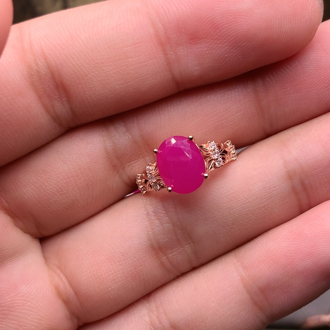 红宝石戒指银S925镶嵌