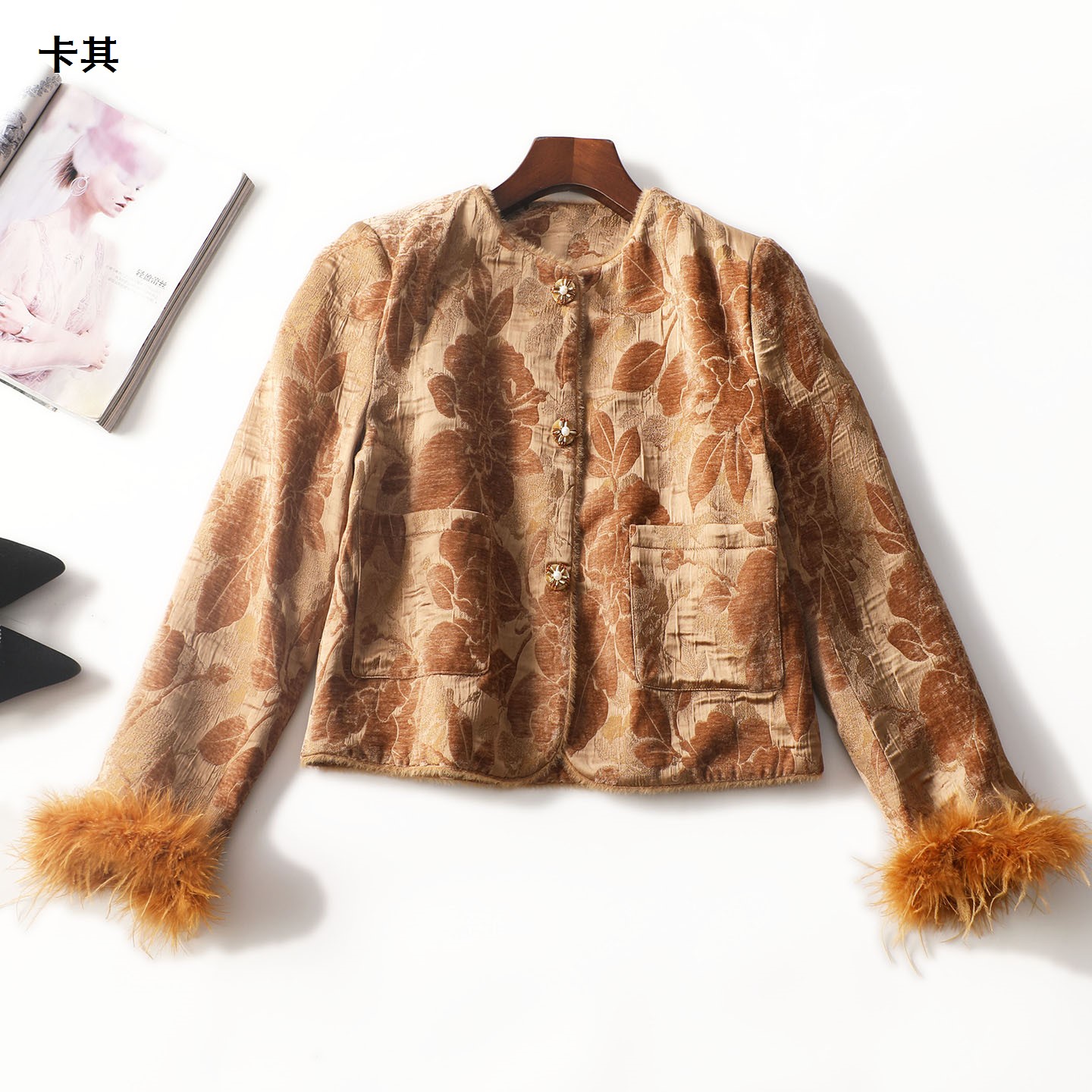 247802冬中长款长袖单排扣外套上衣休闲气质秋冬短款百搭