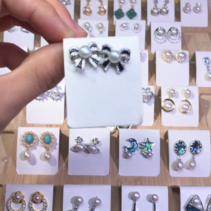 淡水珍珠耳饰银S925镶嵌