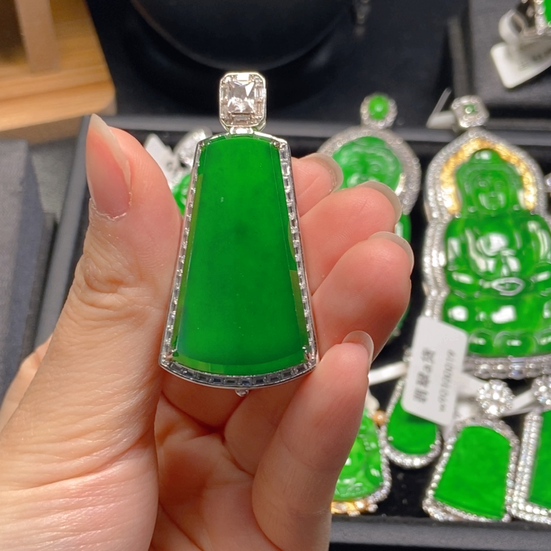 翡翠银S925镶嵌吊坠(不含链)