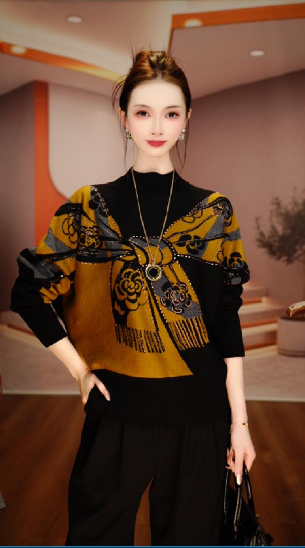  冬装针织衫新款洋气打底衫中老年女装外穿套头保暖上衣毛衣