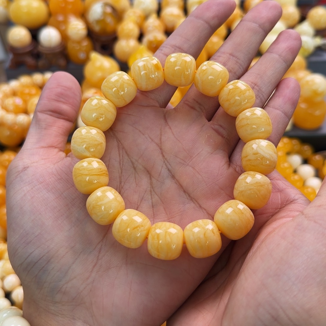 琥珀足金镶嵌珠宝奇石15mm同料