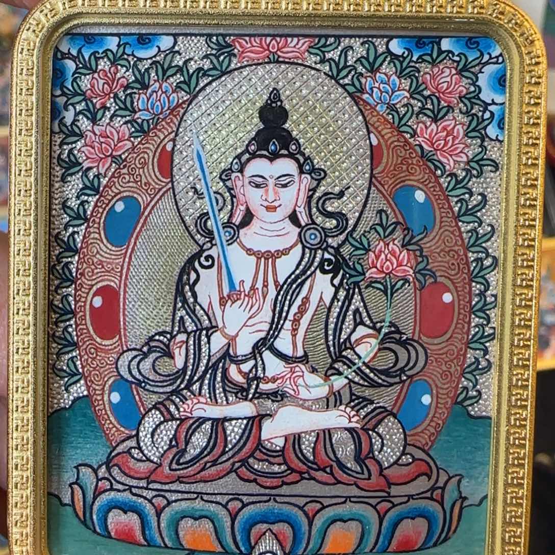 吊坠?****?银虚空菩萨热贡唐卡