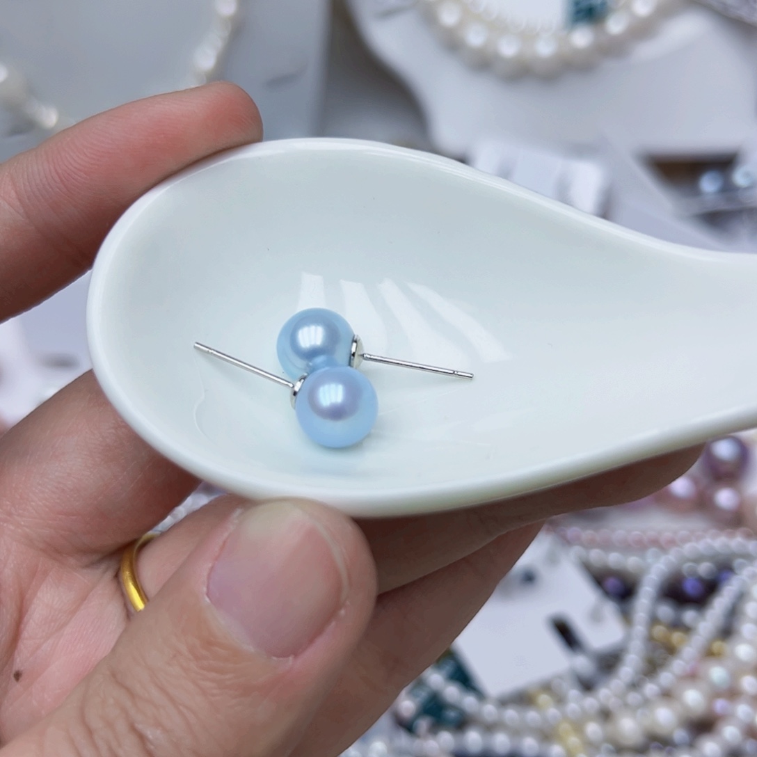 淡水珍珠耳饰银S925镶嵌