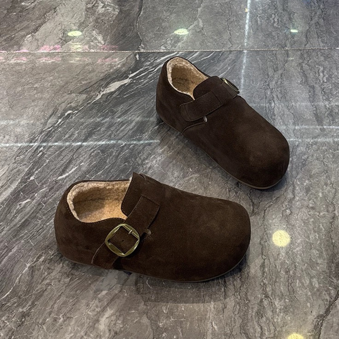 厚底韩版勃肯一脚蹬加棉加厚