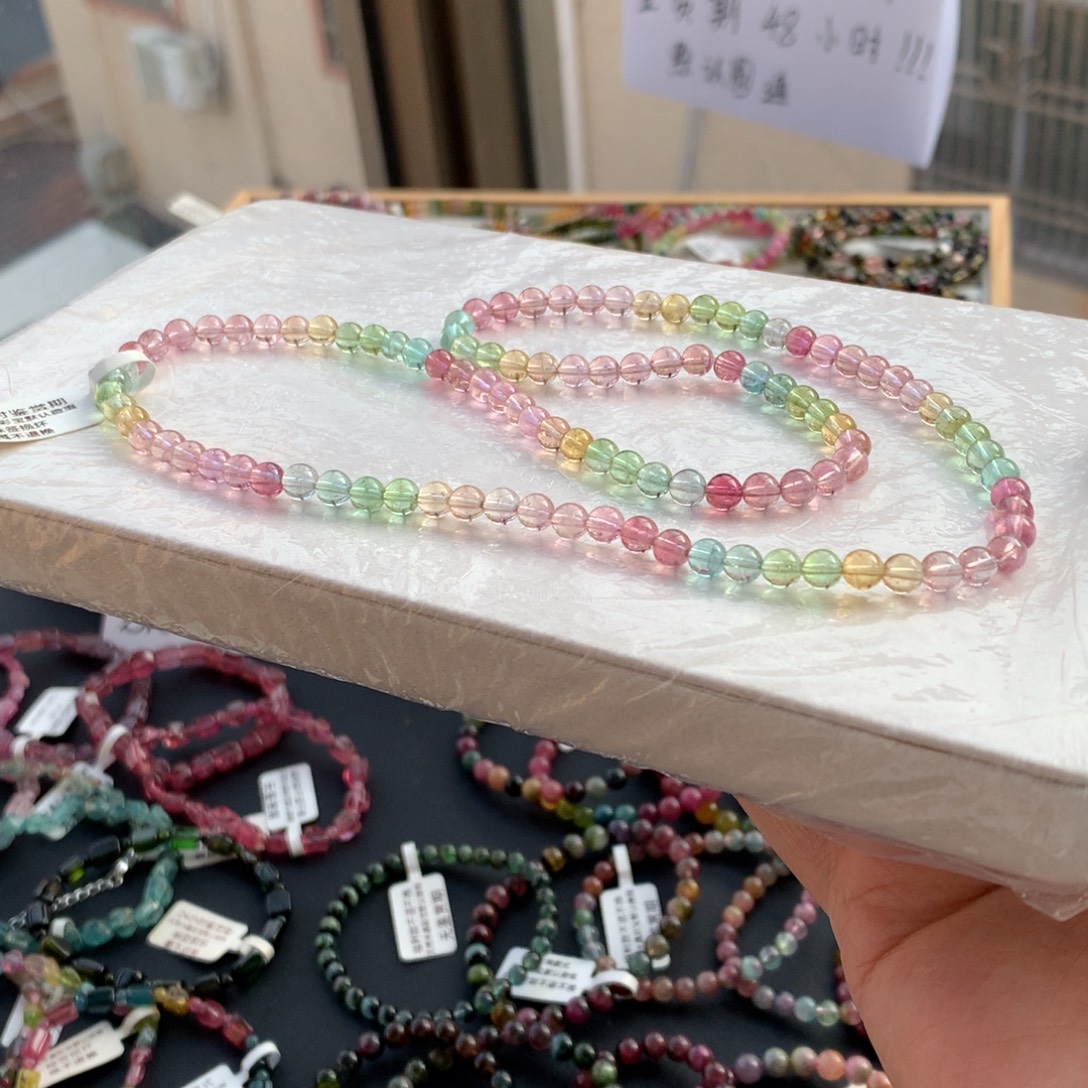 碧玺未镶嵌手链冰透透亮光感掀起了