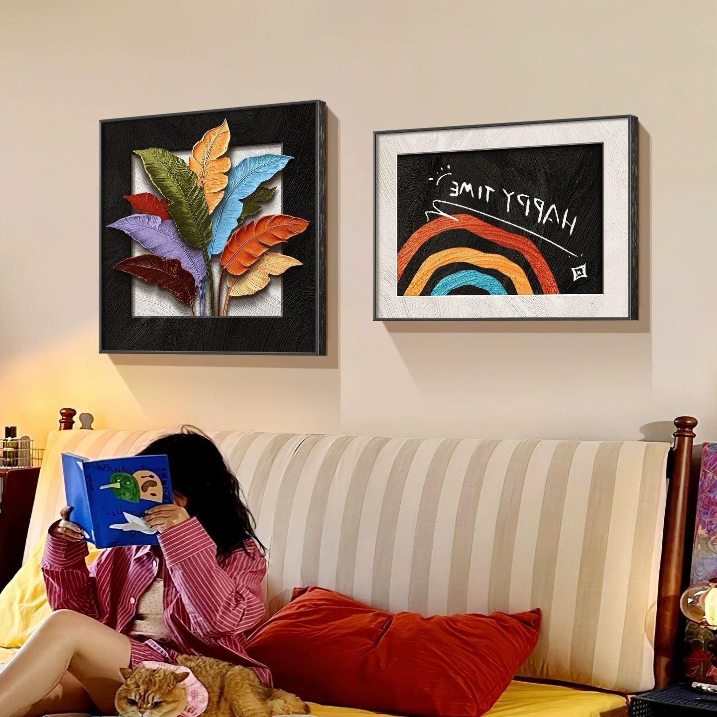 高级感多巴胺抽象风格卧室客厅儿童房床头装饰画