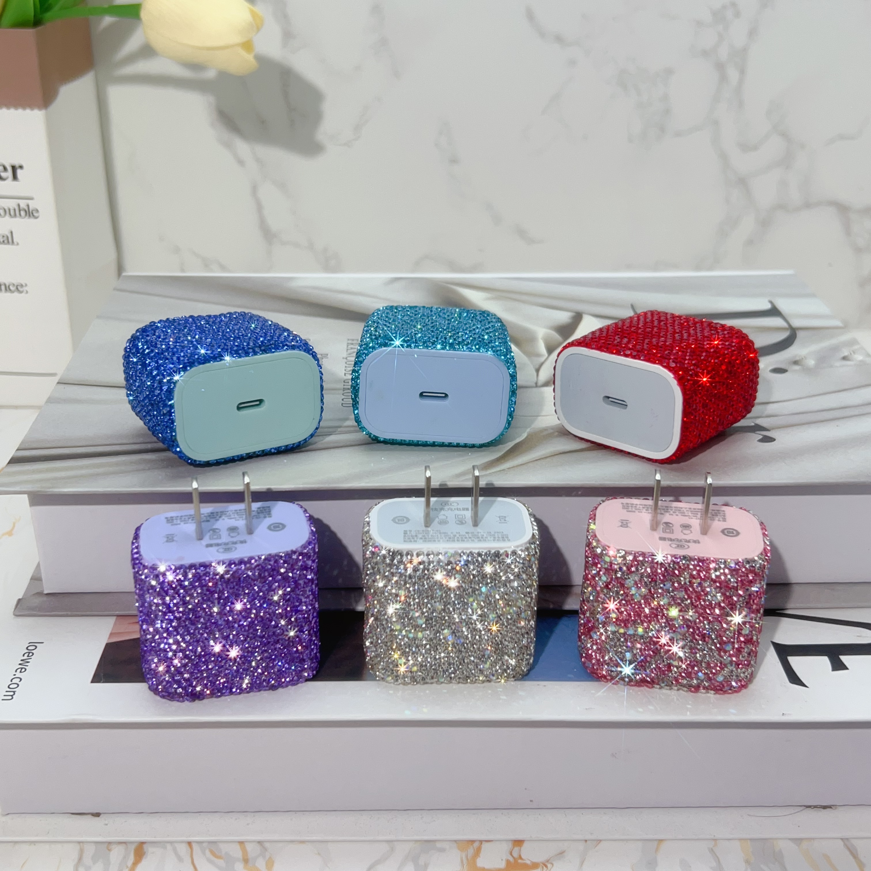 镶钻PD30W苹果充电头充电线适用15一17专用充电编织数据线