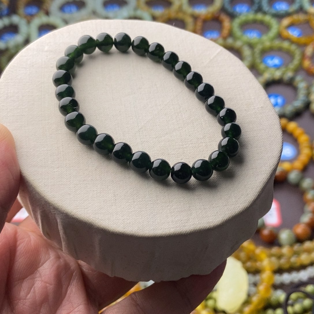 蛇纹石玉手串未镶嵌岫玉501单圈7m m