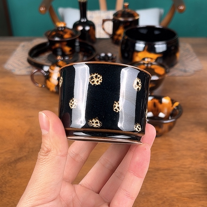 杯鹧鸪斑点彩直口容天杯