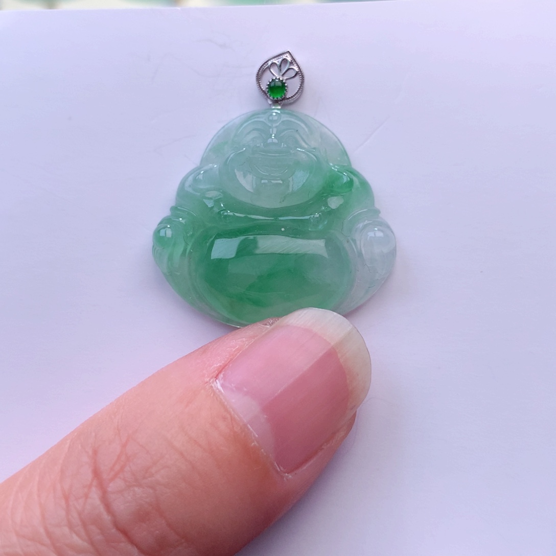翡翠吊坠(不含链)18K金镶嵌