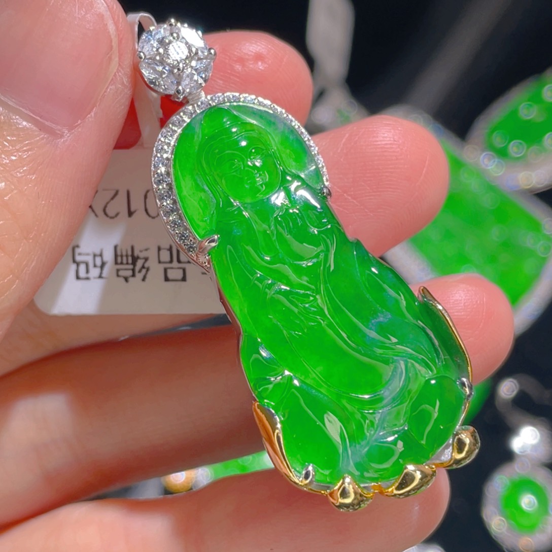 翡翠吊坠(不含链)银S925镶嵌