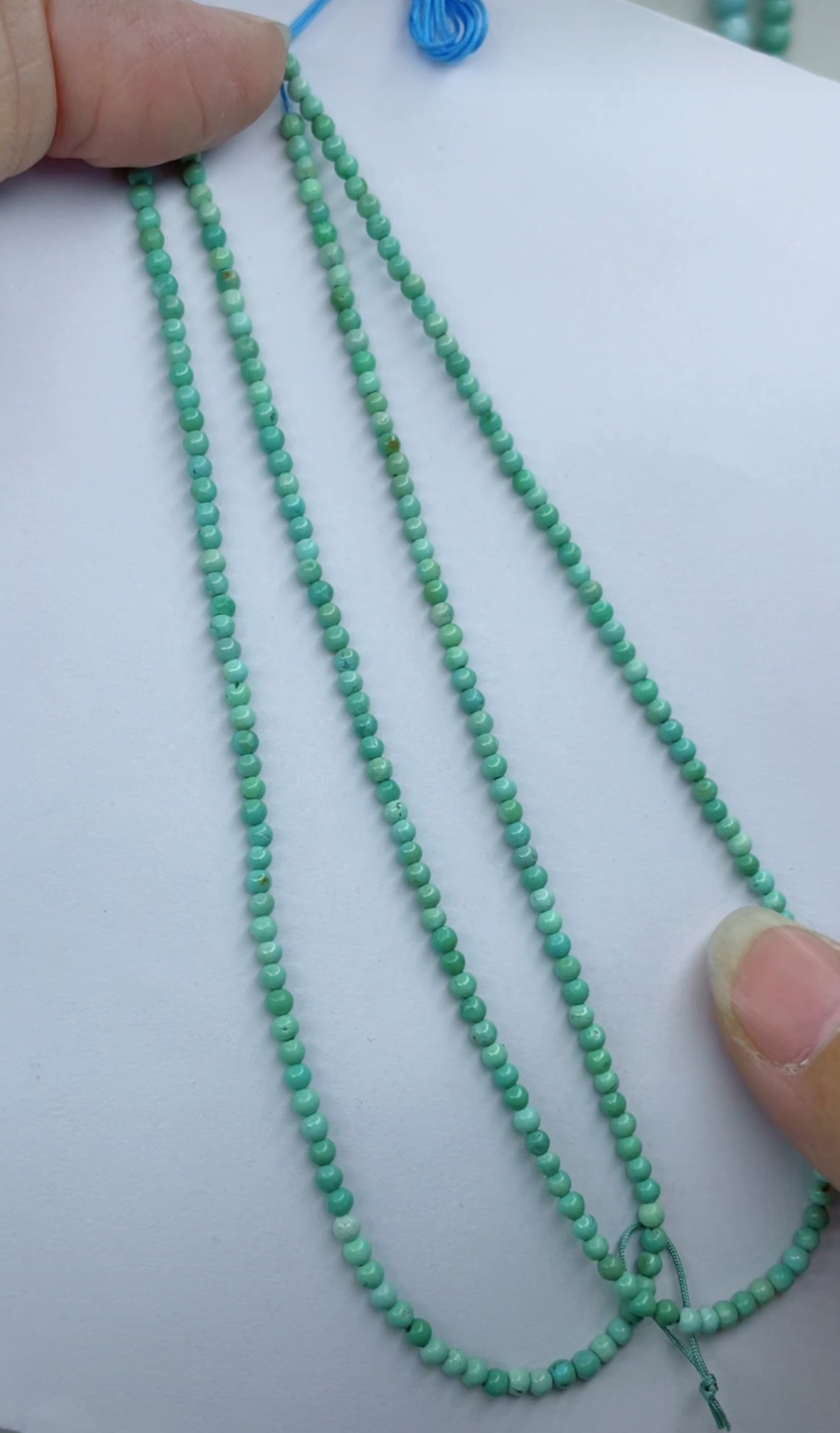 天然原矿绿松石米珠链卡2+