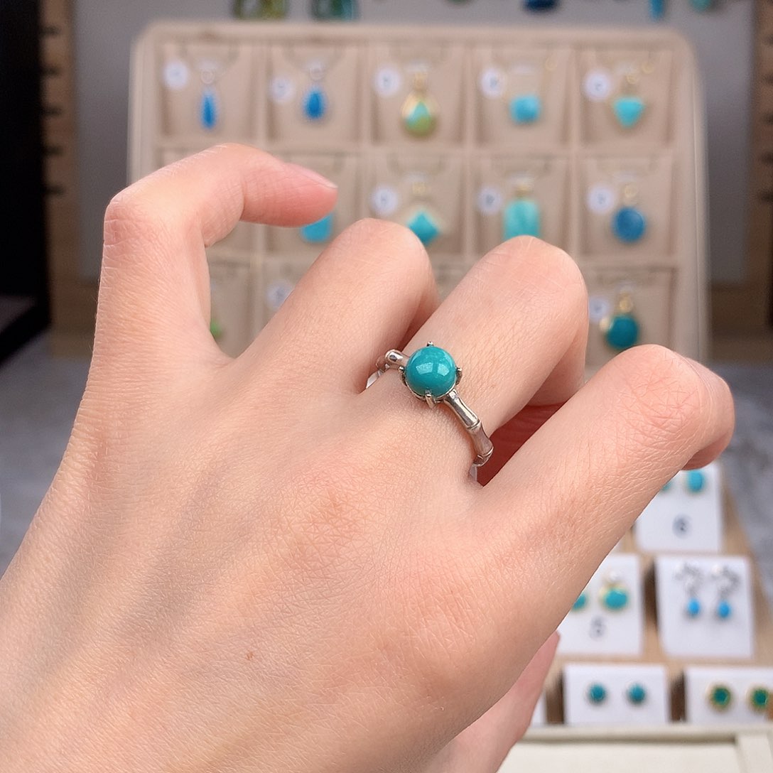 绿松石戒指银S925镶嵌