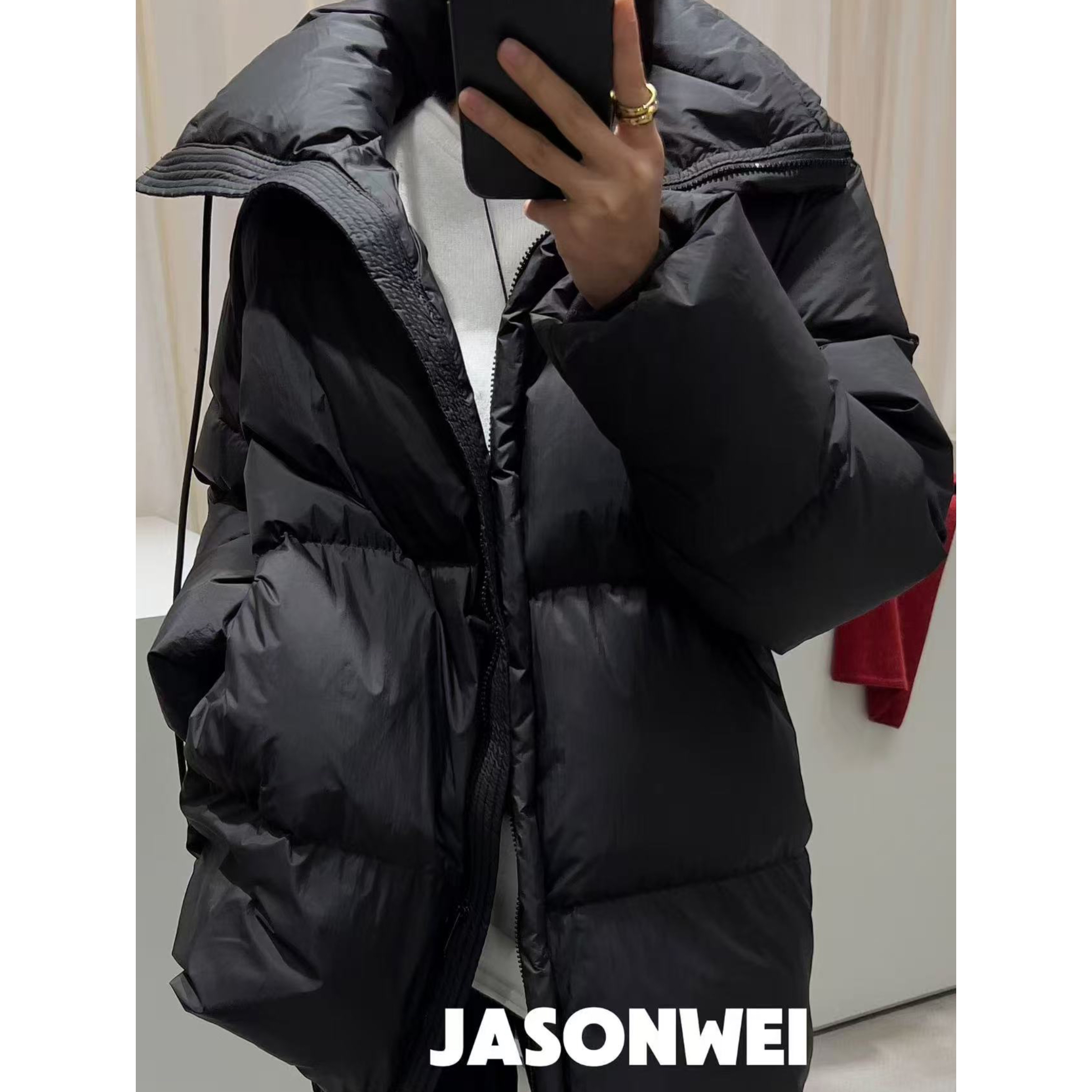 爱唯依（F）-巨暖和！韩系立领抽绳拉链羽绒服（657RJR0009#）VRNCEWEI