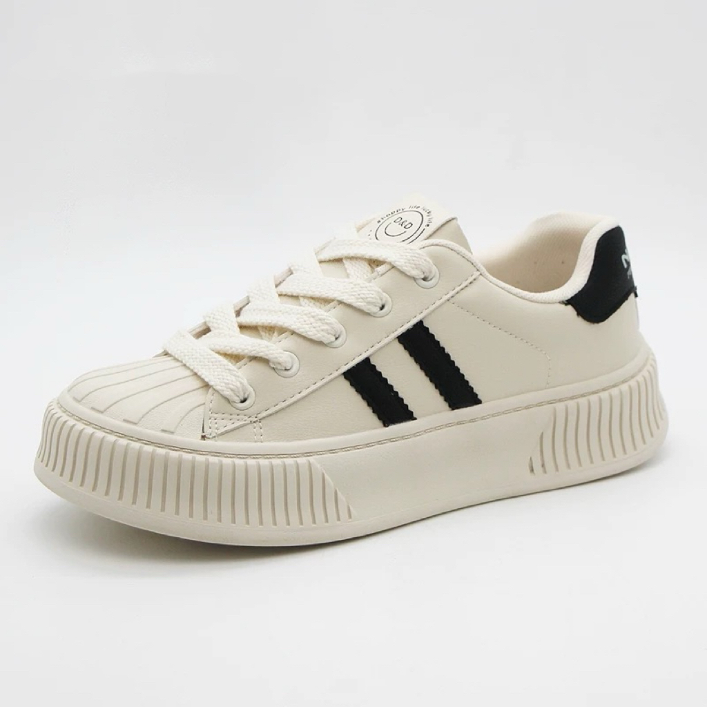 面包鞋女鞋7537秋季新款休闲平底中跟圆头系带简约板鞋24Q