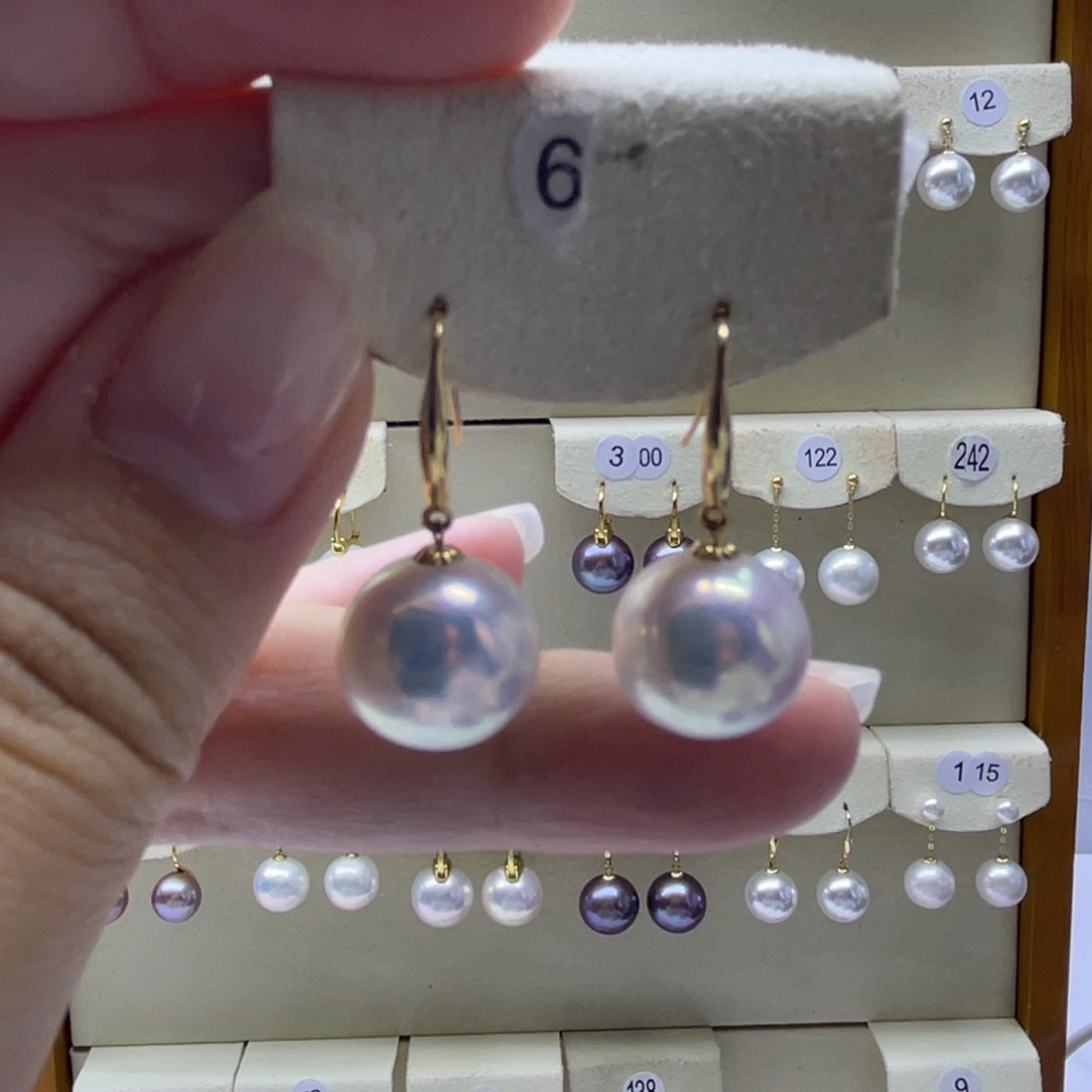 淡水珍珠耳饰18K金镶嵌