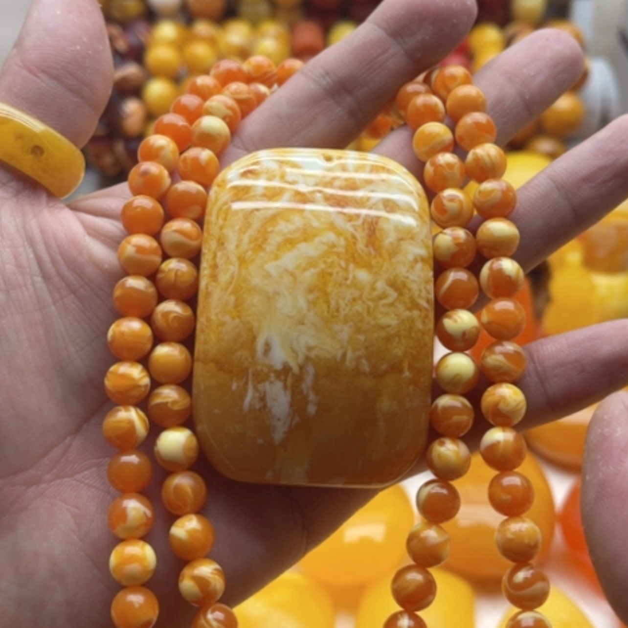 【闪购商品】琥珀颈饰未镶嵌吊坠毛衣链子