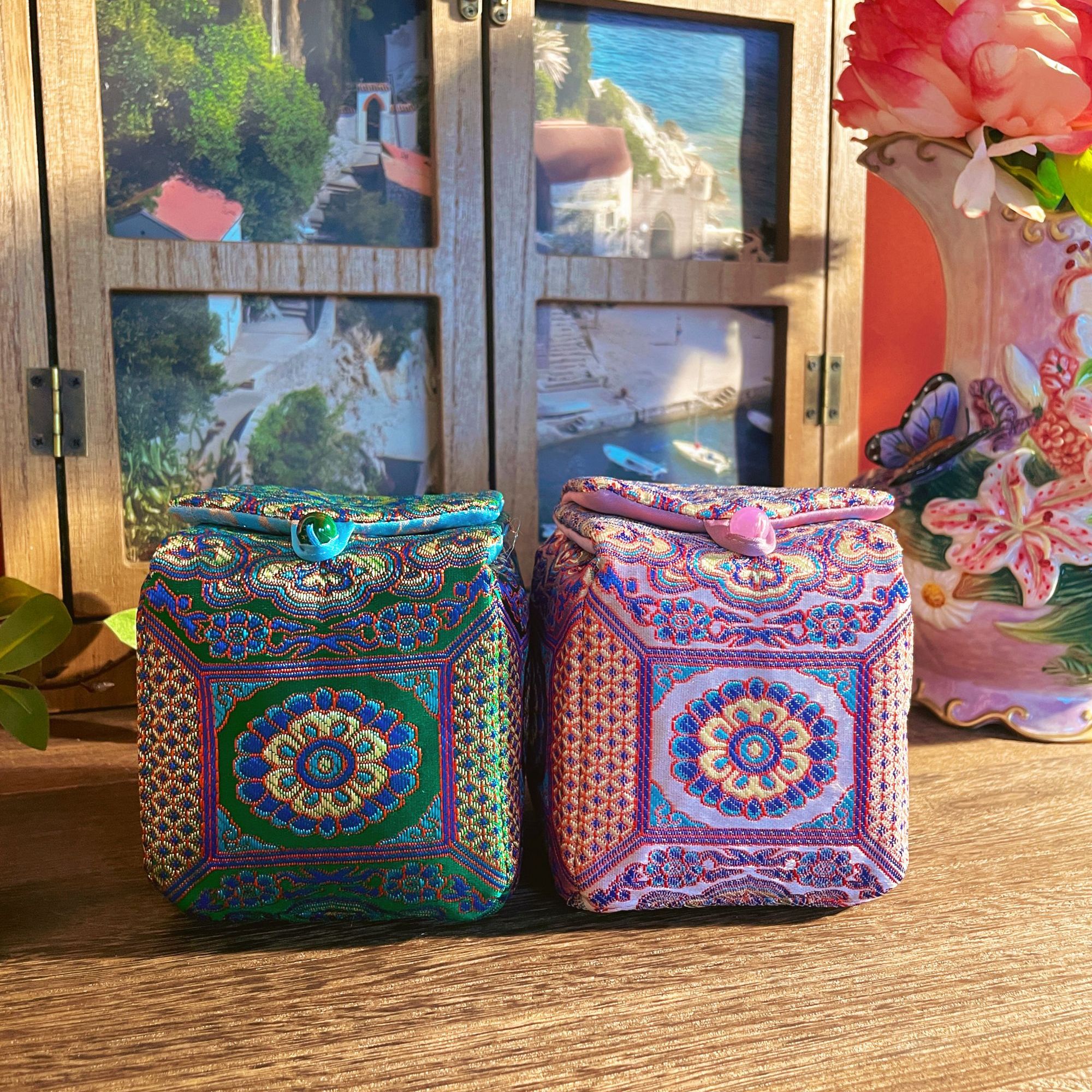 首饰袋 手工刺绣锦缎茶具包茶食包收纳包