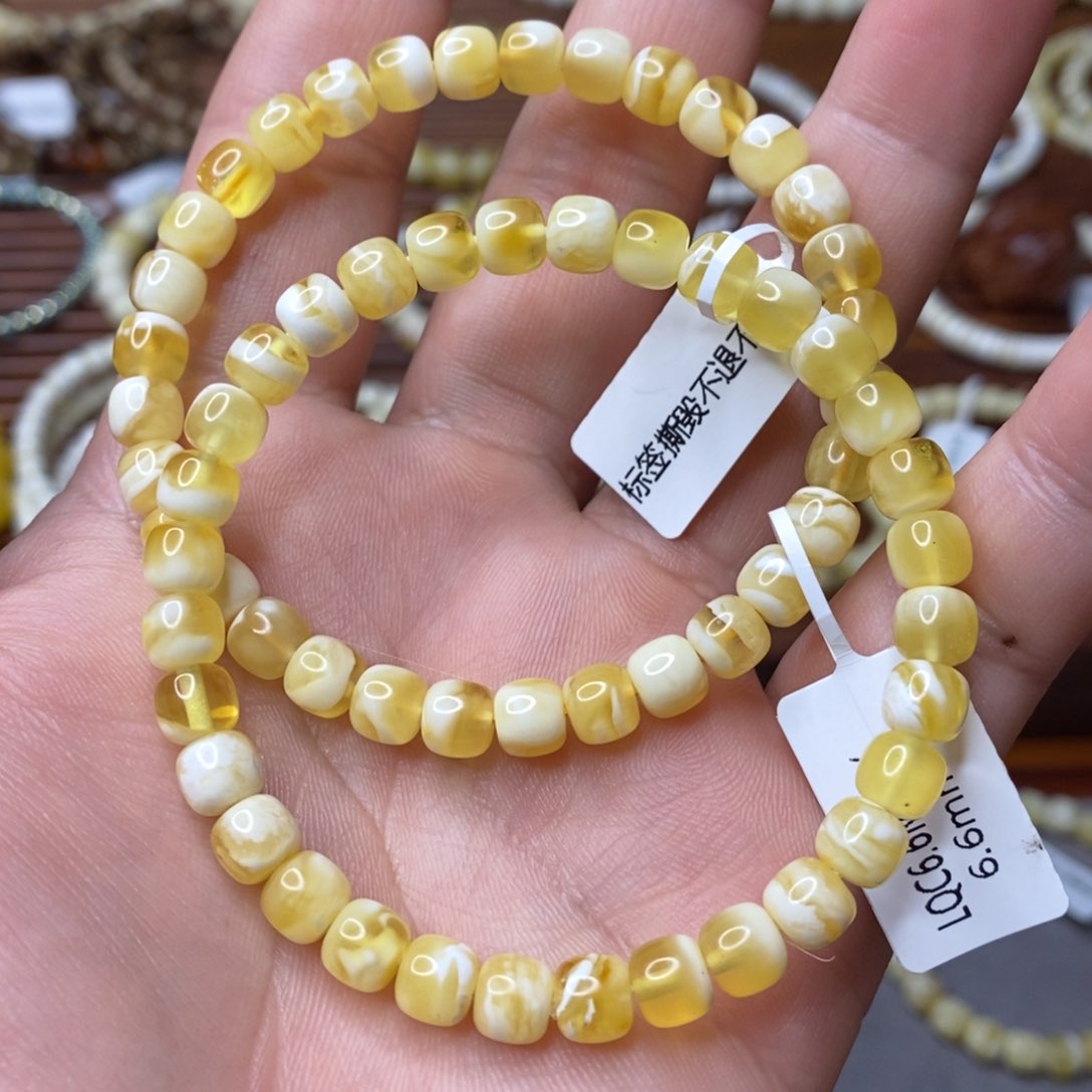 蜜蜡手串未镶嵌多样性发其一（微瑕）