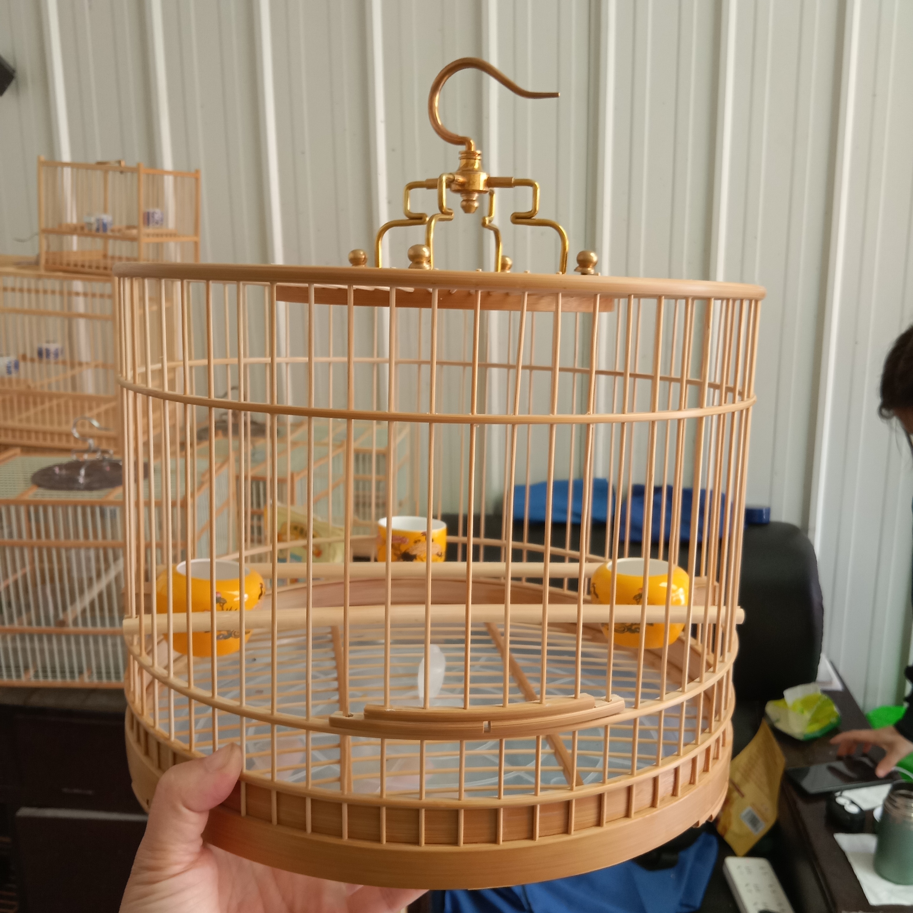 295玉竹活底圆笼抛光直径29.5厘米高23厘米1.2丝距带高配配件