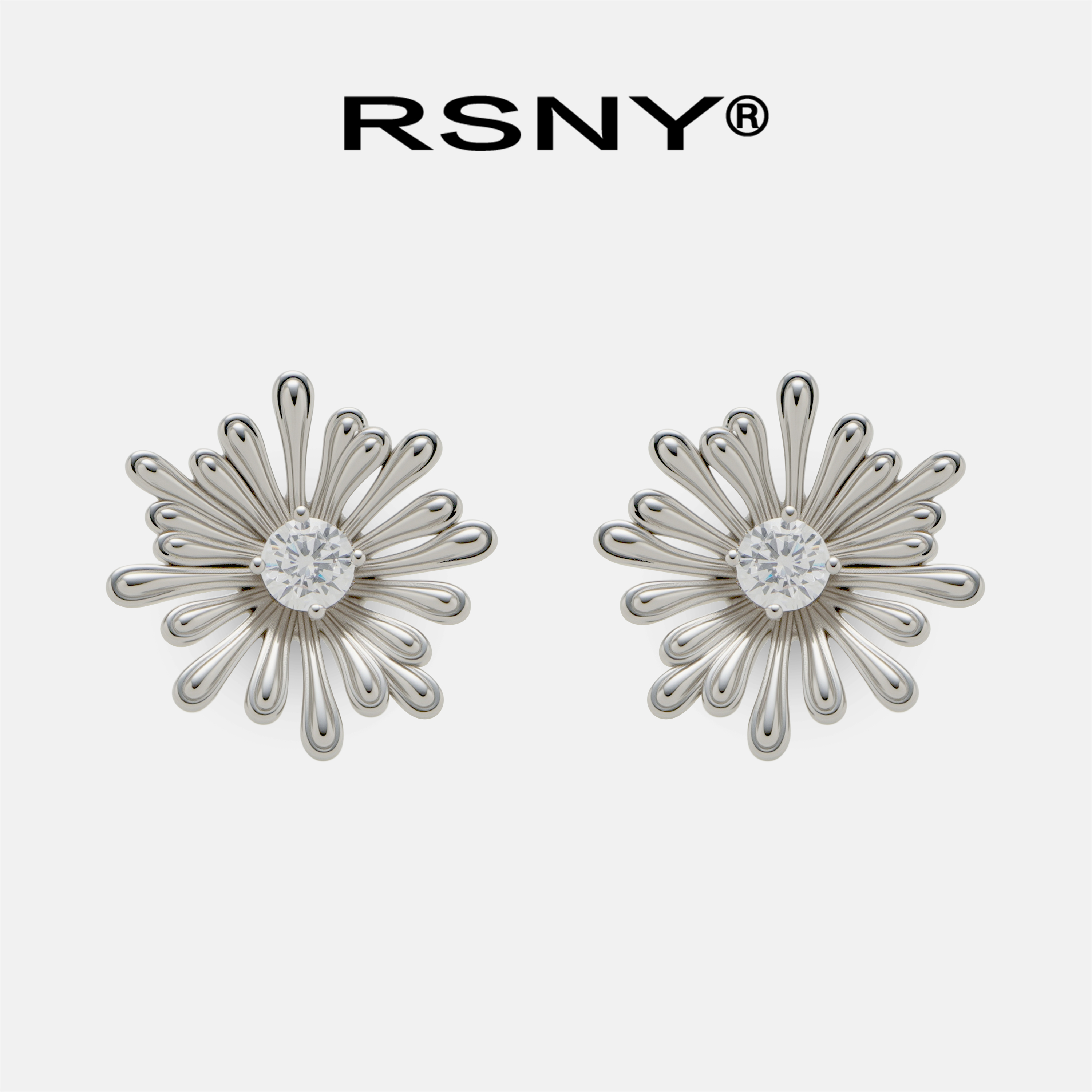 铜合金合成锆石耳饰 [新品]RSNY雏菊耳钉精致型2025新款精品耳饰