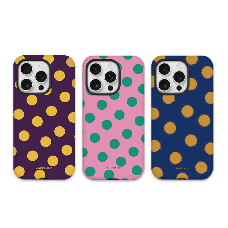 韩国进口韩菲二合一原创粉底波点适用苹果17promax手机壳16/15/14