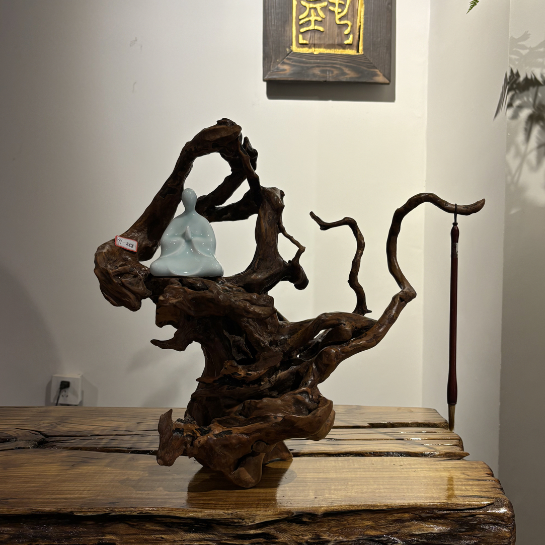 根雕根艺自然随形杜鹃桌面挂架41宽51