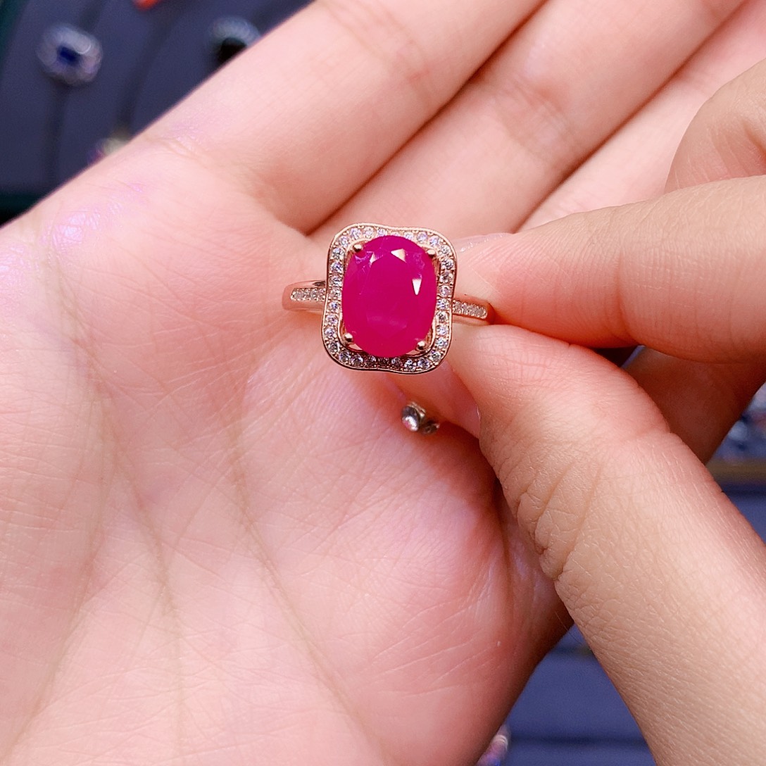 红宝石戒指银S925镶嵌宋*坤