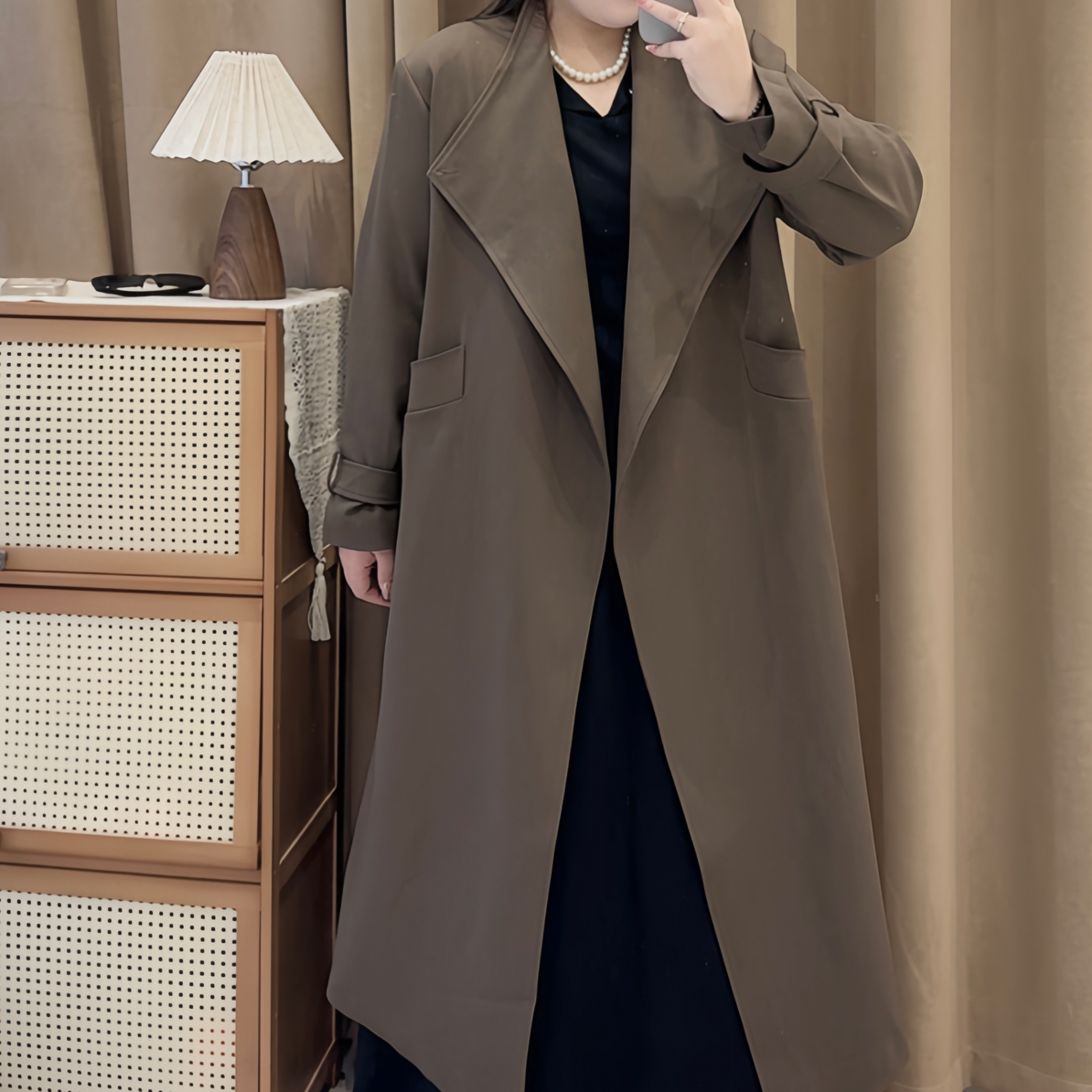 8660文文家秋季新款翻领风衣外套大码