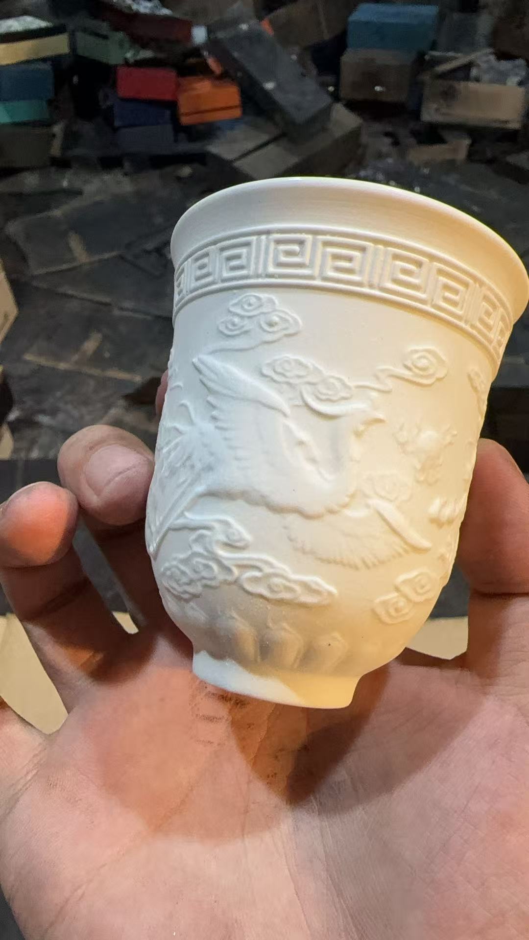 【闪购商品】浮雕龙凤影雕主人杯品茗杯（无礼盒）@@@@@@@@@@