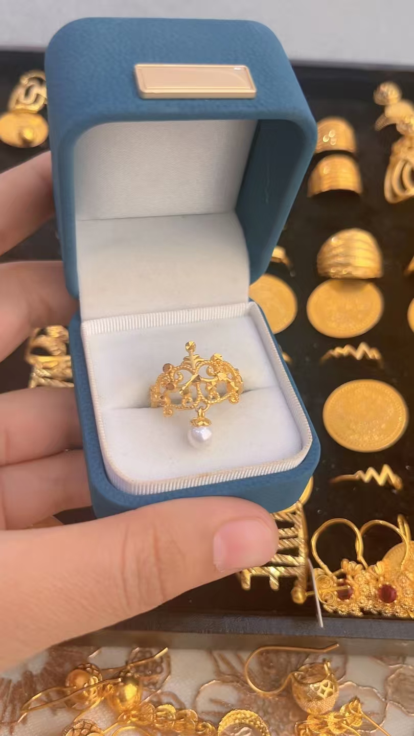 铜合金亚克力戒指 铜合金亚克力珍珠戒指