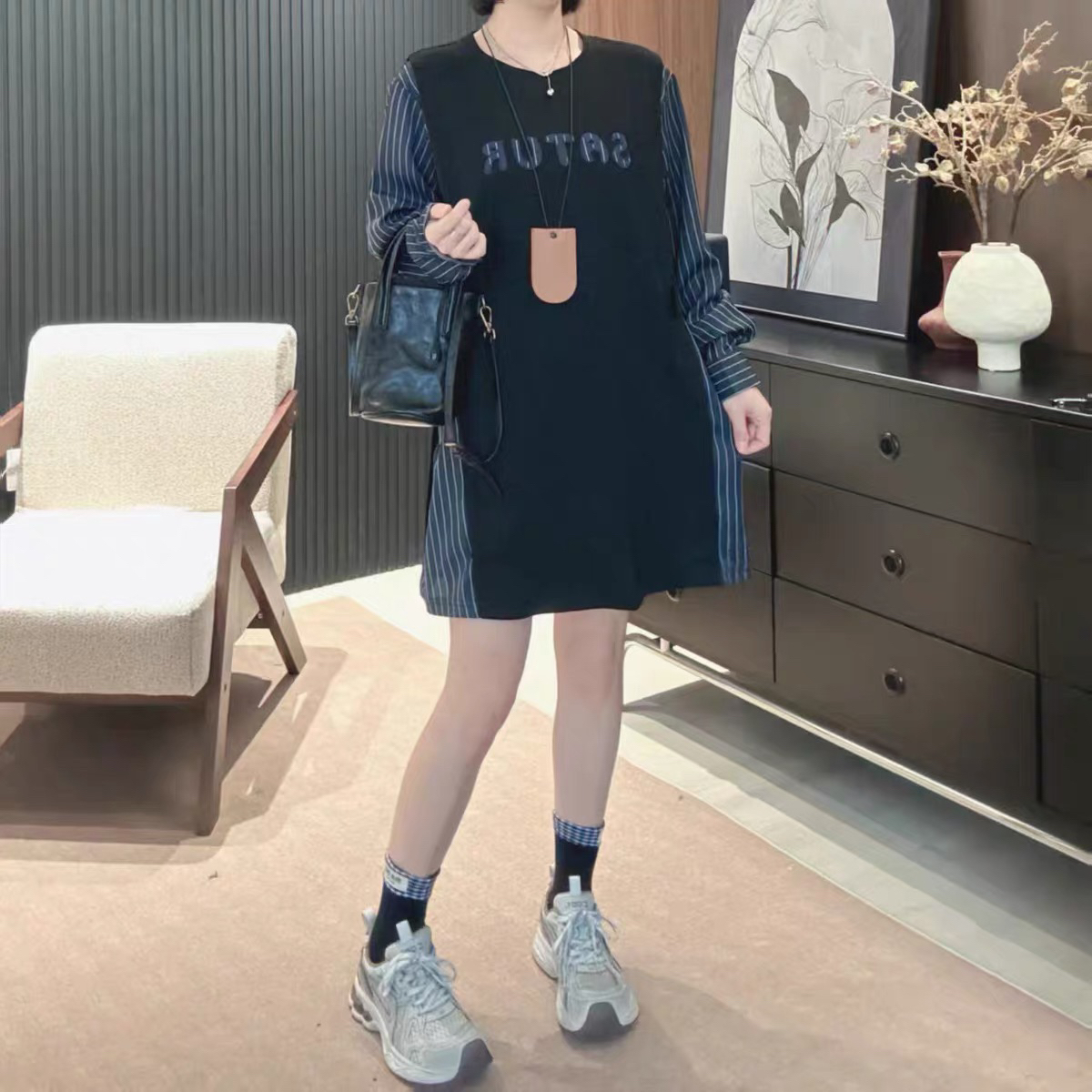 轻奢减龄遮肉显瘦拼接款秋季连衣裙