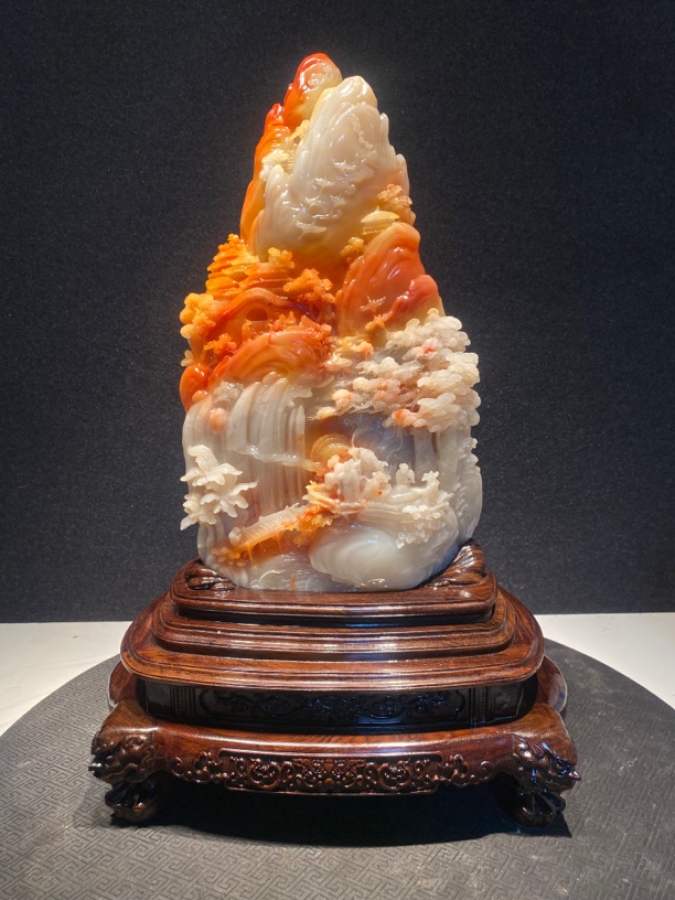 寿山石山水田黄印章印摆件貔貅手把件石雕工艺品入门玄关奇石山水