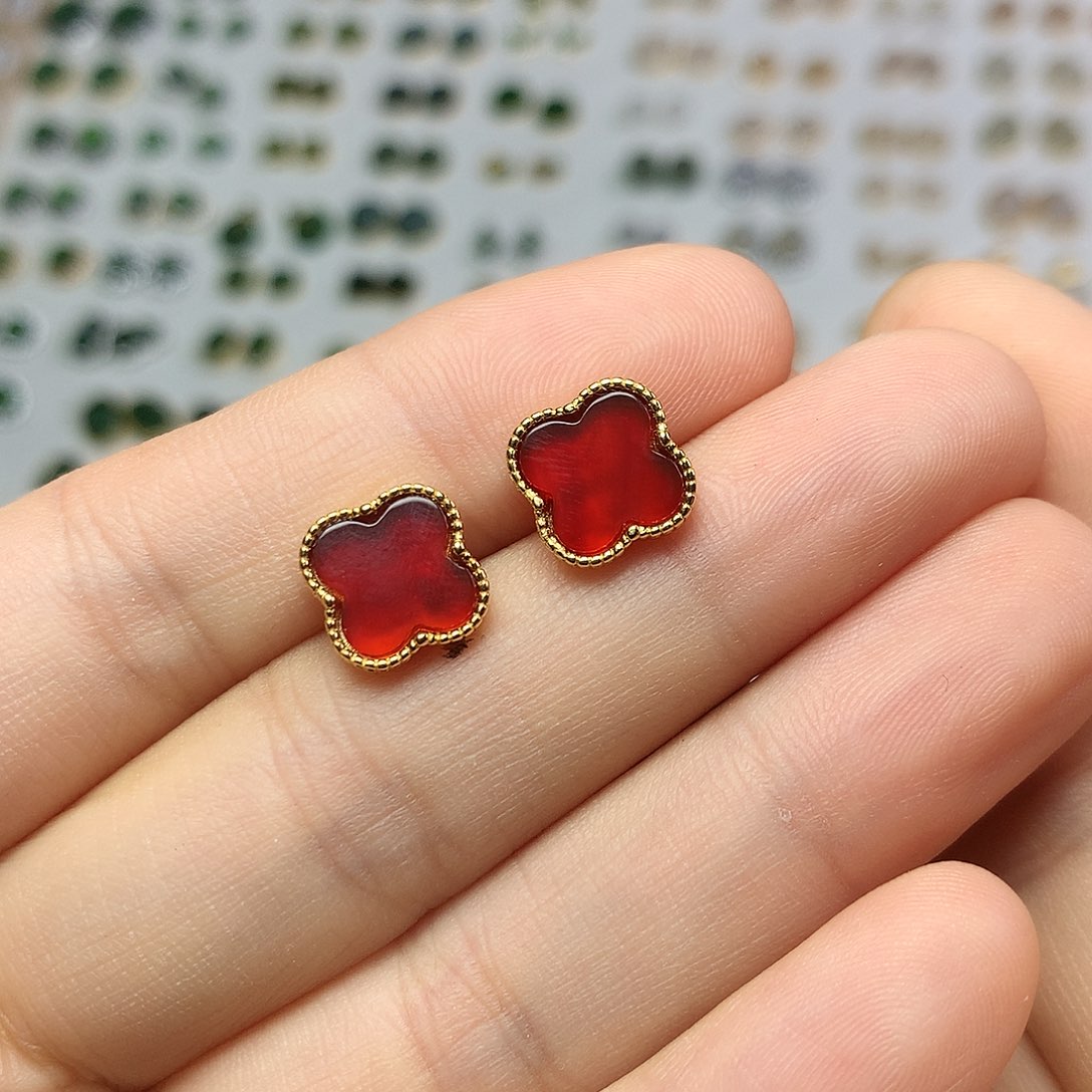 银S925镀金镶嵌耳钉玛瑙/玉髓一**夏