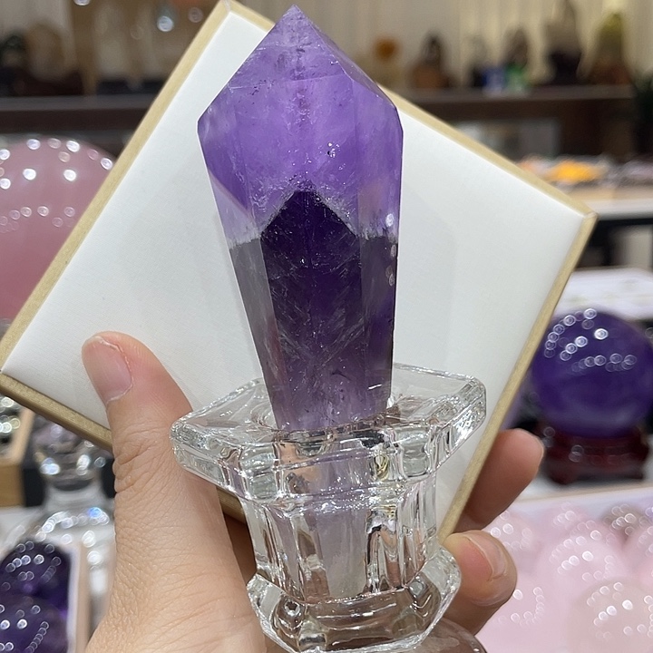 水晶珠宝半成品未镶嵌紫水晶权仗