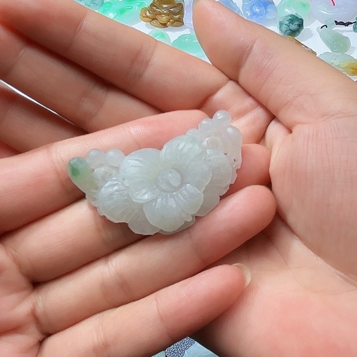 定制翡翠未镶嵌天然缅甸翡翠A货花开富贵不退不换