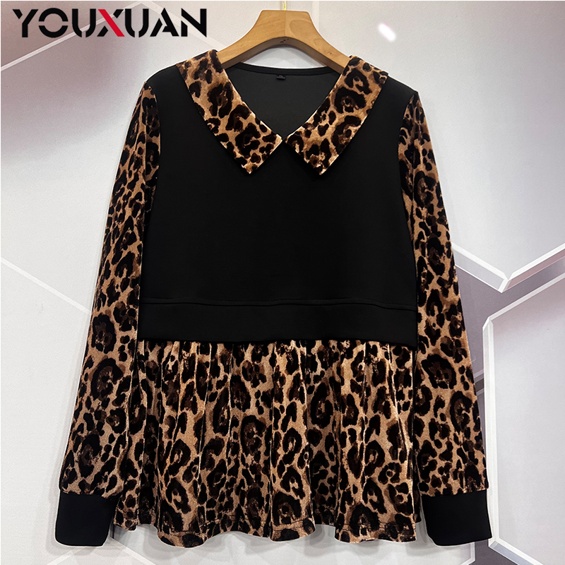 【2024秋冬新款】女士秋冬长袖上衣轻奢百搭豹纹打底衫小衫78168